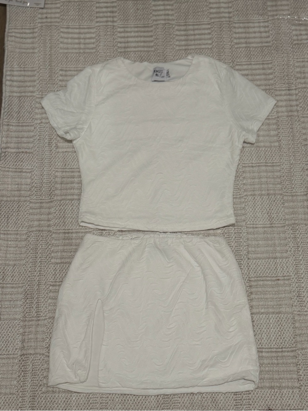 Princess Polly White Short Sleeve Crop Top & Matching Skirt Set